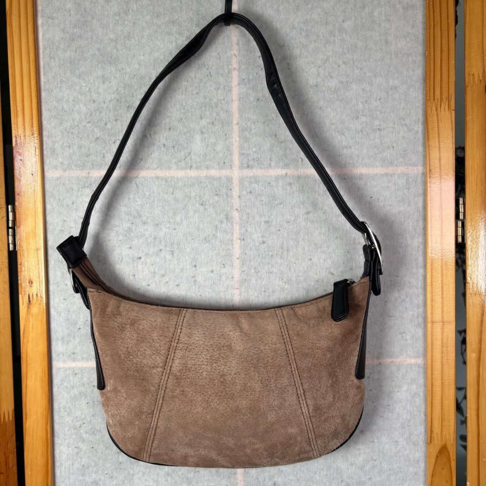 Unbranded Suede Shoulder Bag Small Brown Black Y2K Minimalist Hobo‎ Purse